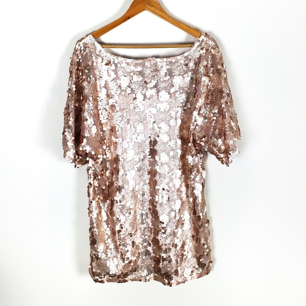 Free People Rose Gold Sequin Mini Dress - Picture 4 of 5